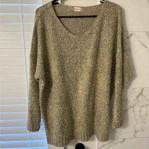 Altar'd State Oatmeal Marled V-Neck Sweater